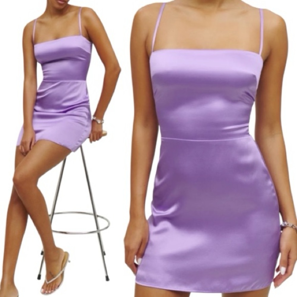 Reformation Kosta Silk Dress in Ultra Violet Size 2 NWOT Purple Mini Slip